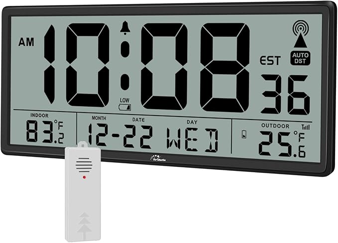 WallarGe Atomic Clock with Indoor Outdoor Temperature