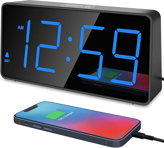 Peakeep Digital Alarm Clock for Bedroom Bedside, Loud Alarm Clock for Heavy