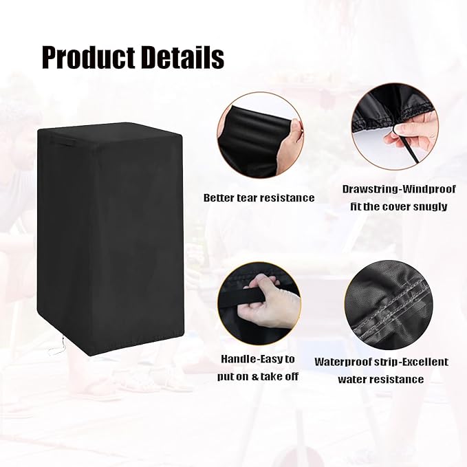 Smoker Cover Fit for Kingchii Vertical Charcoal Smoker BBQ Grill, Waterproof Portable Smoker Cover Vertical Smoker Covers-15 D x 16" W x 39" H