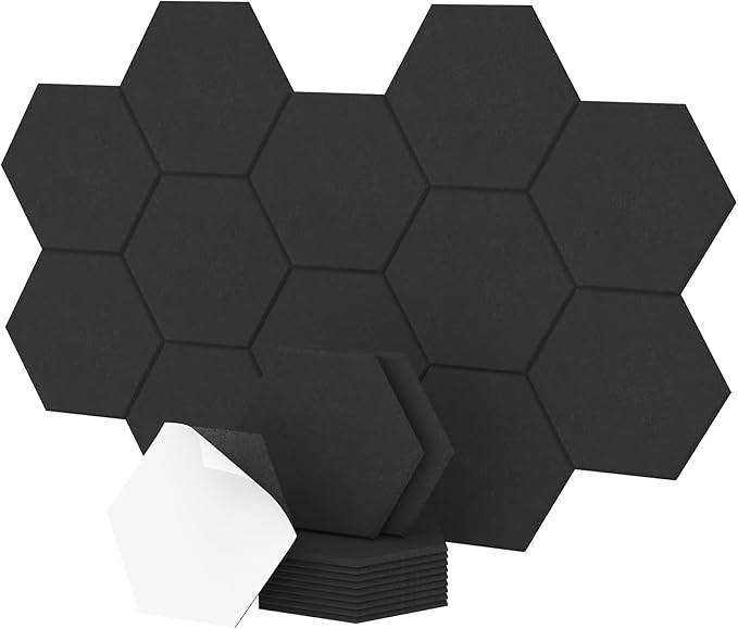 12 Pack Hexagon Acoustic Panels, TONOR 12"x 10"x 0.4" High Density Sound Proof