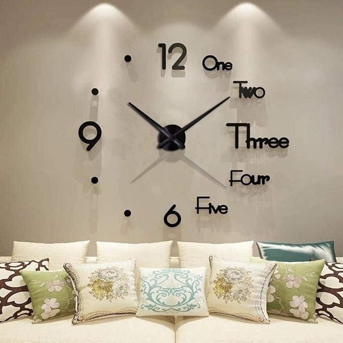DIY 3D Wall Clock Large Frameless Watch Mirror Surface Wall Art Clock