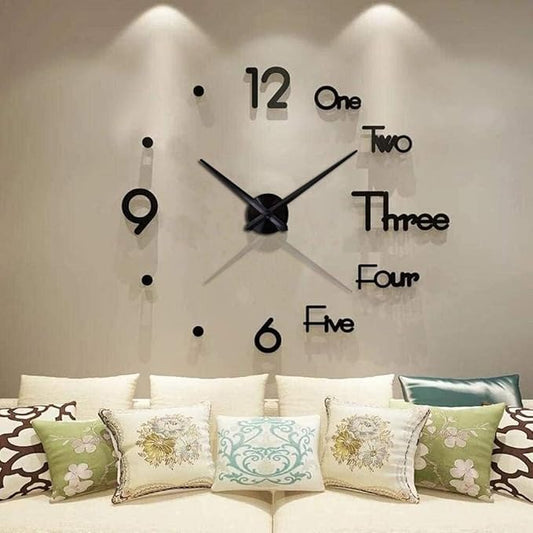 DIY 3D Wall Clock Large Frameless Watch Mirror Surface Wall Art Clock