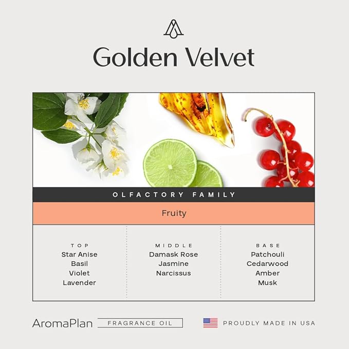 AromaPlan Hotel Scents Golden Velvet 5 Fl Oz (148ml), Home Luxury Aroma & Hotel Fragrance Diffuser Oil- Hotel Diffuser Oil for Aromatherapy- USA Made, Bigger Bottle, Bolder Aroma & Longer Lasting