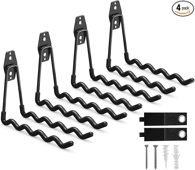 Garage Hooks, 4 Pack Wave Hooks
