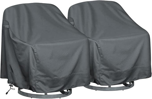 Outdoor Swivel Lounge Chair Cover 2 Pack, Fits to (39" W X 37" D X 38" H) Lawn Patio Chairs, 420D Tear-Resistant, UV Resistant, Waterproof for Furniture Covers, Gray