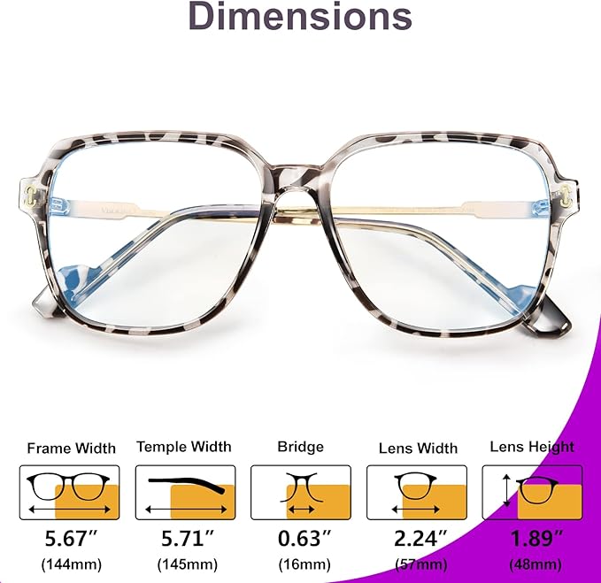 VISOONE 2 Pack Oversized Blue Light Blocking Glasses with Chic Square TR90 Frame and Metal Temple for Women Men REMY