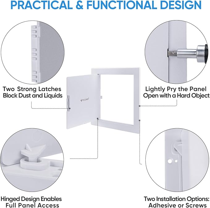 TICONN Access Panel for Drywall, 8 x 8 Inch ABS Plastic Wall Hole Cover Access