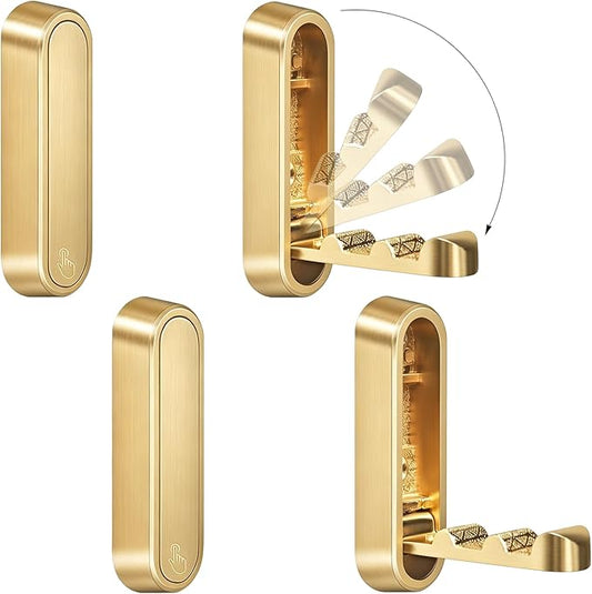 4PCS Folding Coat Hooks, Heavy Duty Wall Hooks Made of Zinc Alloy, Foldable