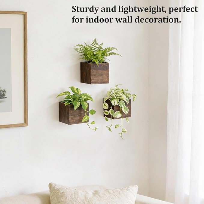 Dahey Small 4 Inch Wood Wall Hanging Planter Boxes