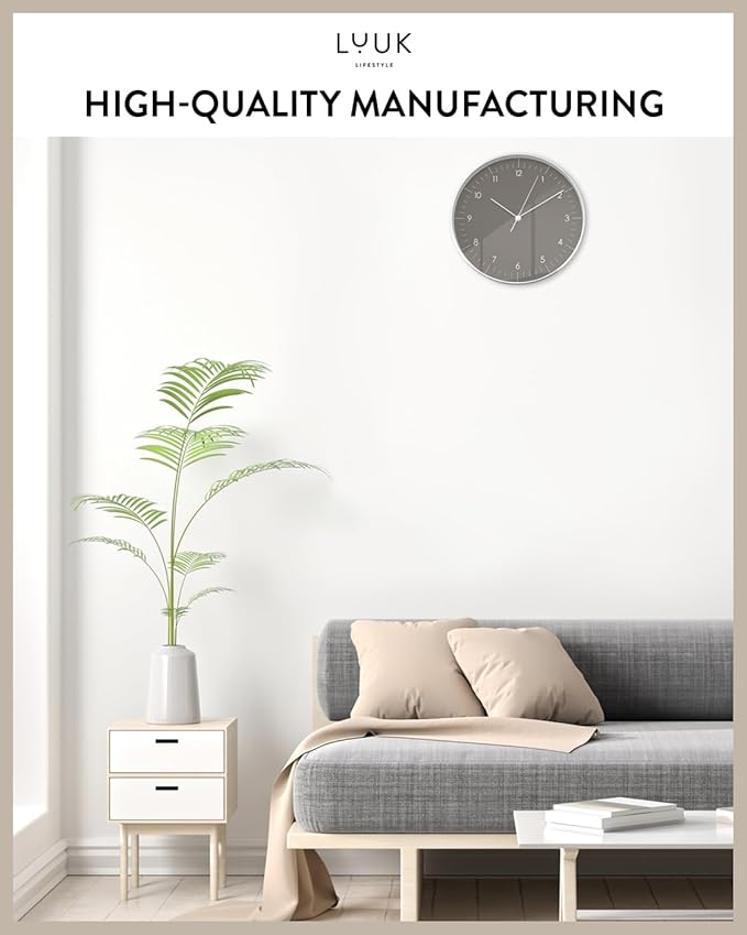 LUUK LIFESTYLE Silent Quartz Wall Clock, Nordic and Minimalist Design, Interior