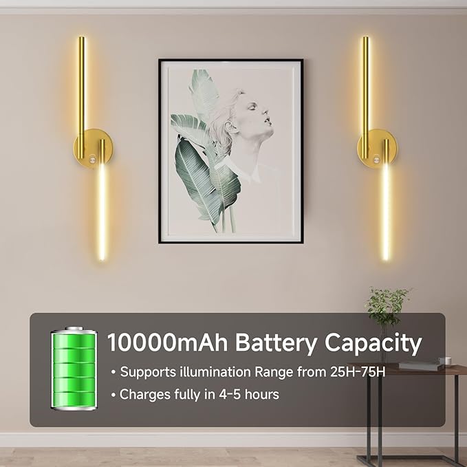 Wall Sconces with Remote, Rechargeable Battery Operated, Wireless Magnetic Wall