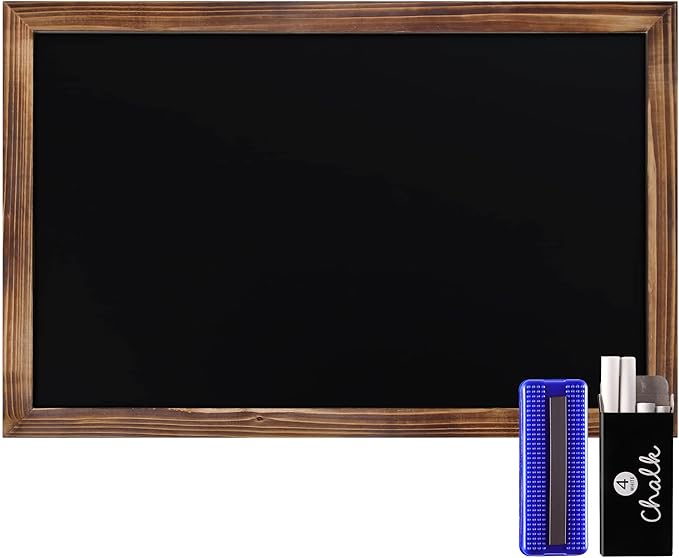 HBCY Creations 11" X 17" Torched Brown Solid Wood Frame Wall Chalkboard
