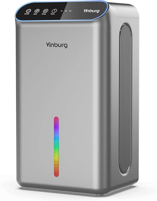 Dehumidifier for Basement (85 OZ, 800 sq ft) Quiet Dehumidifiers for Home, Auto Shut-Off, Sleep Mode, 3 Gear Timer(8H,16H,24H), Small Dehumidifier for Bedroom, Bathroom with Drain Hose (Deep Sliver)