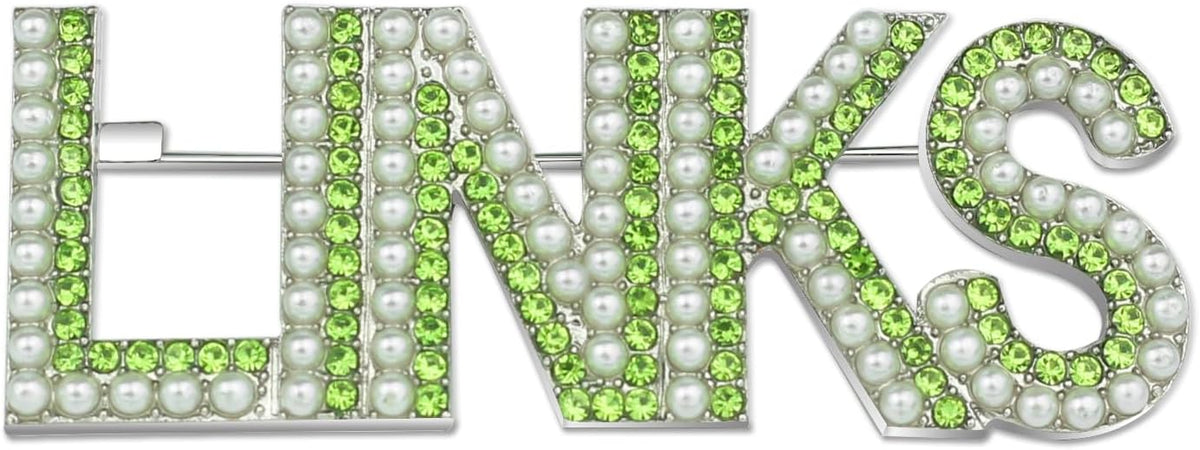 Greek Sorority Brooch Pin for Women Sorority Gift Paraphernalia Jewelry Green Rhinestone Pearl Brooch Pin Sisterhood Graduation Gift for Soror Sister