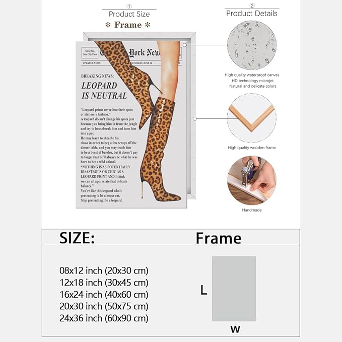 Trendy Newspaper Posters Vintage Leopard Boots Poster Feminist Canvas Prints