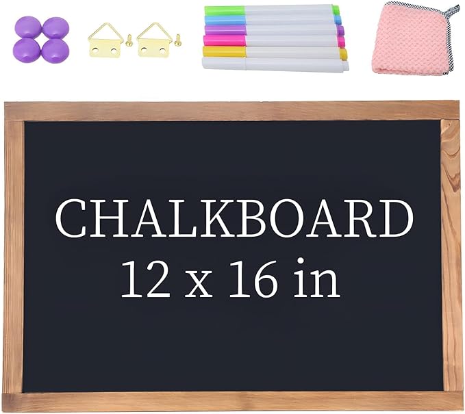 Magnetic Chalkboard for Wall Rustic Wood Framed Decorative Blackboard Sign