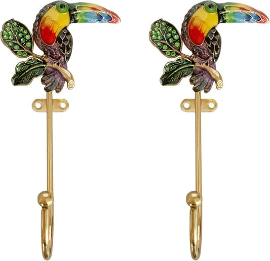 2 Pack Decorative Wall Hooks, Vintage Bird Shaped Metal Wall Hook