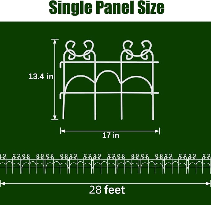 ARIFARO Decorative Garden Fence, 20 Pack, 28 ft Metal Flower Bed Border Fence, Small Garden Fence for Edging Lawn Yard Patio, No Dig Movable Panels（13" H x 17" W）