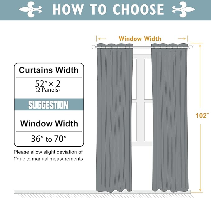 ChrisDowa Blackout Curtains 102 Inches Long 2 Panels Set