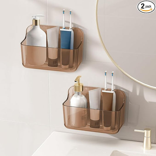 Diesisa 2pc Acrylic Wall Mount Organizer, Adhesive Cabinet Door Organizer