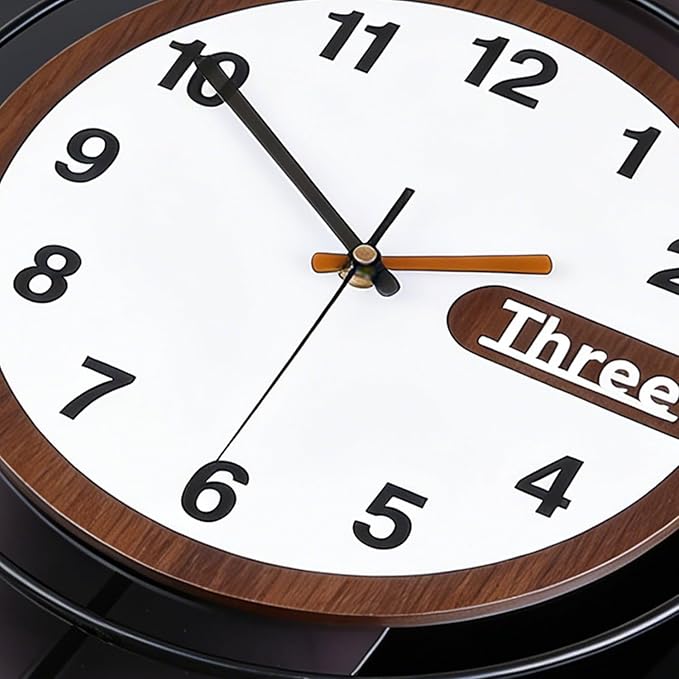 Dankeit Modern Wall Clock with Oak Wood Dial and Silent Movement, 12.6x22.8