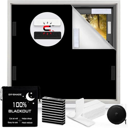 100% Blackout Blind Magnetic Blackout Window Cover 118 x 57Inch, Media Room