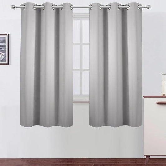 LEMOMO Light Grey Blackout Curtains 42 x 54 Inch Length Set of 2 Panels Grommet