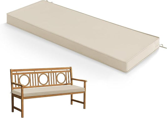 Summsun Outdoor Bench Cushion: Waterproof and Fade Resistant Patio Furniture Cushions - Non-Slip Bench Pad Cushion with Removable Cover for Garden Swing Porch Sofa Settee, 42 x 18 Inch, Beige