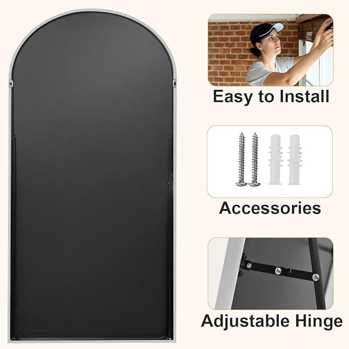 HARRITPURE 56"x21" Arched Full Length Mirror Free Standing Floor Mirrors