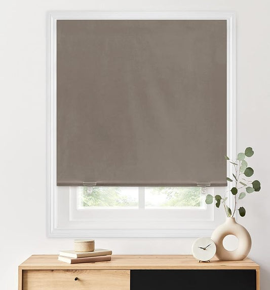 LazBlinds 100% Blackout Roller Shades, No Tools No Drill Cordless Blinds