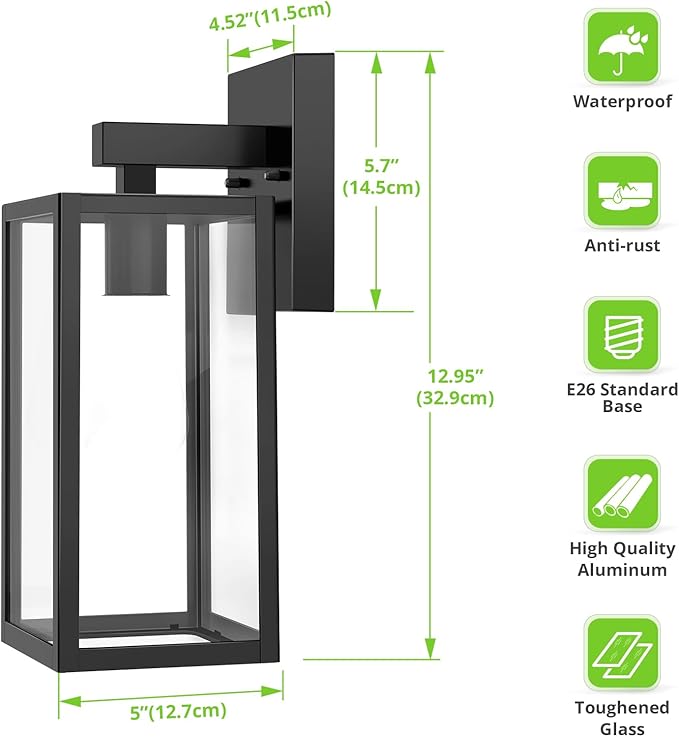MAXvolador Outdoor Wall Sconce, Exterior Waterproof Wall Lantern Light Fixtures