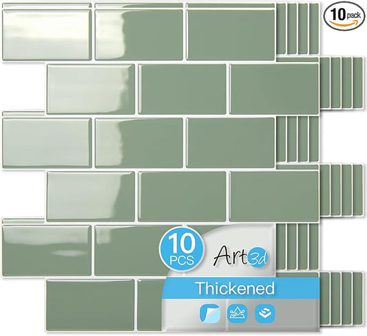 Art3d Peel and Stick Wall Tiles in Teal – 10-Pack of 12 x12 Thickened Design
