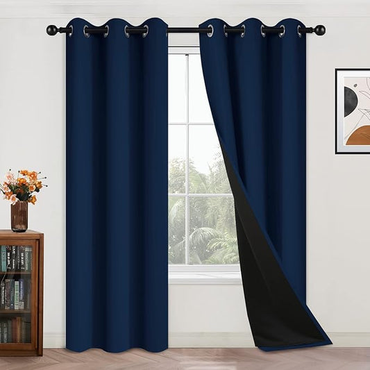 Yakamok 84 Inch Length 100% Blackout Window Curtain Panels, Full Light Blocking