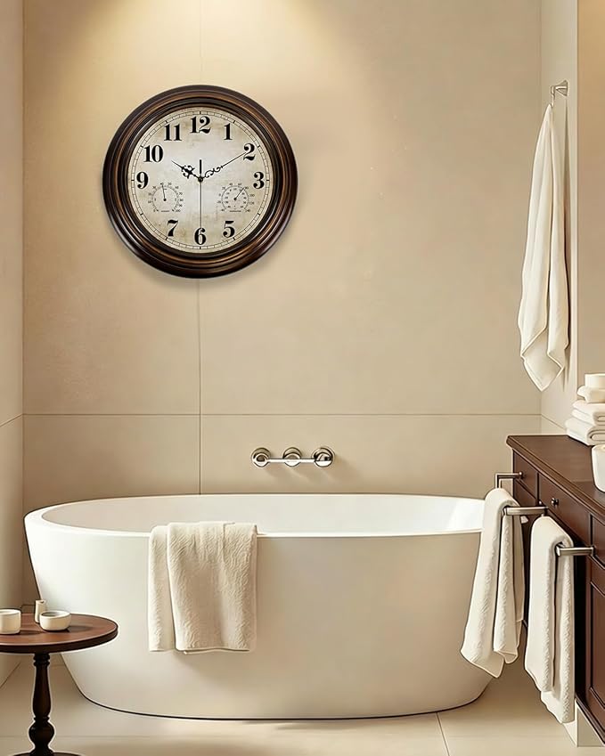 Vintage Wall Clock 13 Inch Quartz Silent Non-Ticking Analog Clock