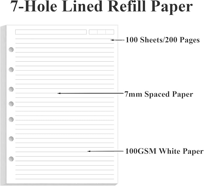 (4-Pack) Mini Binder Lined Filler Paper for 3 or 7 Ring Binders - 400 Sheets/800 Pages Loose Leaf Rule Paper Refills, Desk Size 4, 100gsm Line Paper, 5.8" x 8.5"