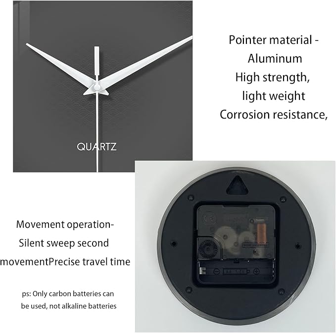 XFM Modern Wall Clock 24 Inch Large Grey Wall Clocks Battery Operated Gray