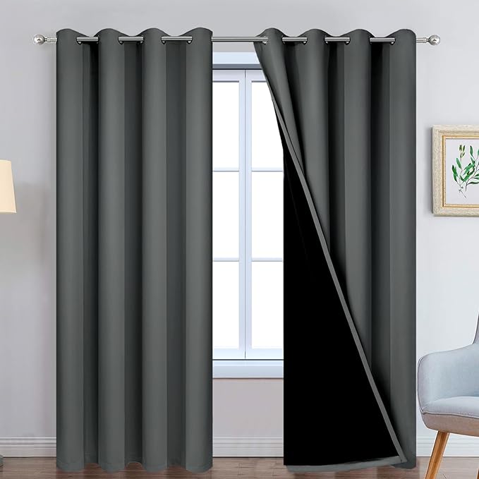 Yakamok Full Shade Curtain Panels, Heavy Duty Lined Curtains 90 Inches Long