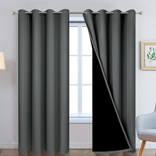 Yakamok Full Shade Curtain Panels, Heavy Duty Lined Curtains 90 Inches Long