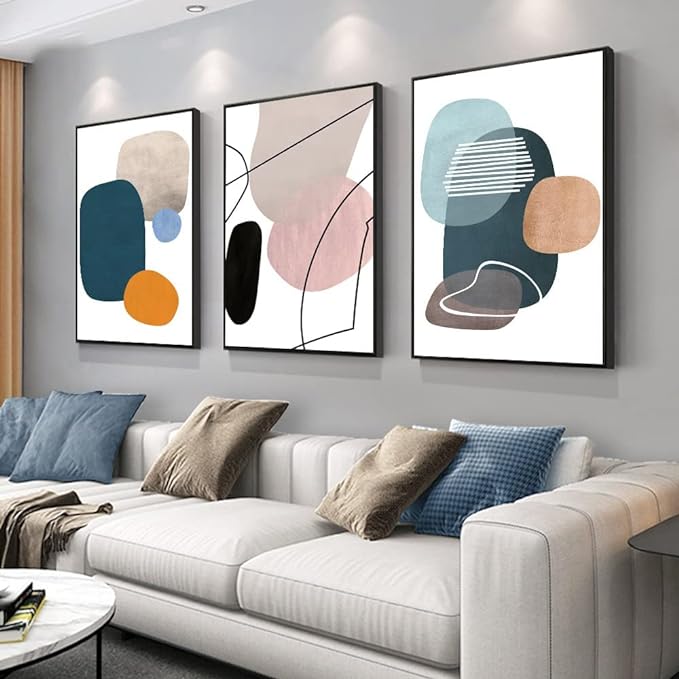 MPLONG Aesthetic Wall Art Large size 24" x 32" x 3 Panels Of Framed Decorative