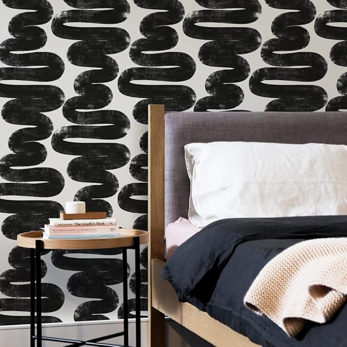 Tempaper x Bobby Berk White & Black Wiggle Room Removable Peel and Stick