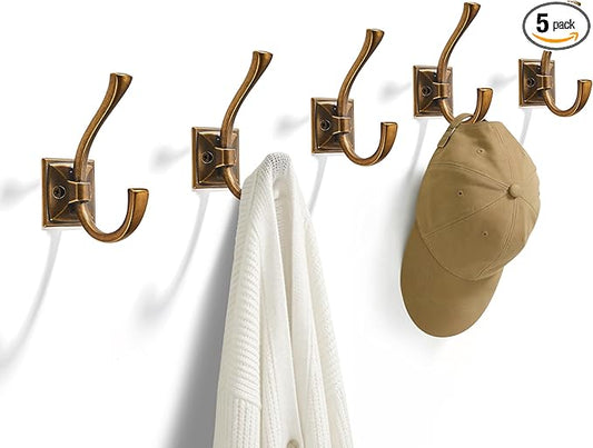 TUNNY 5 Pack Antique Design Wall Hanging Coat Hooks