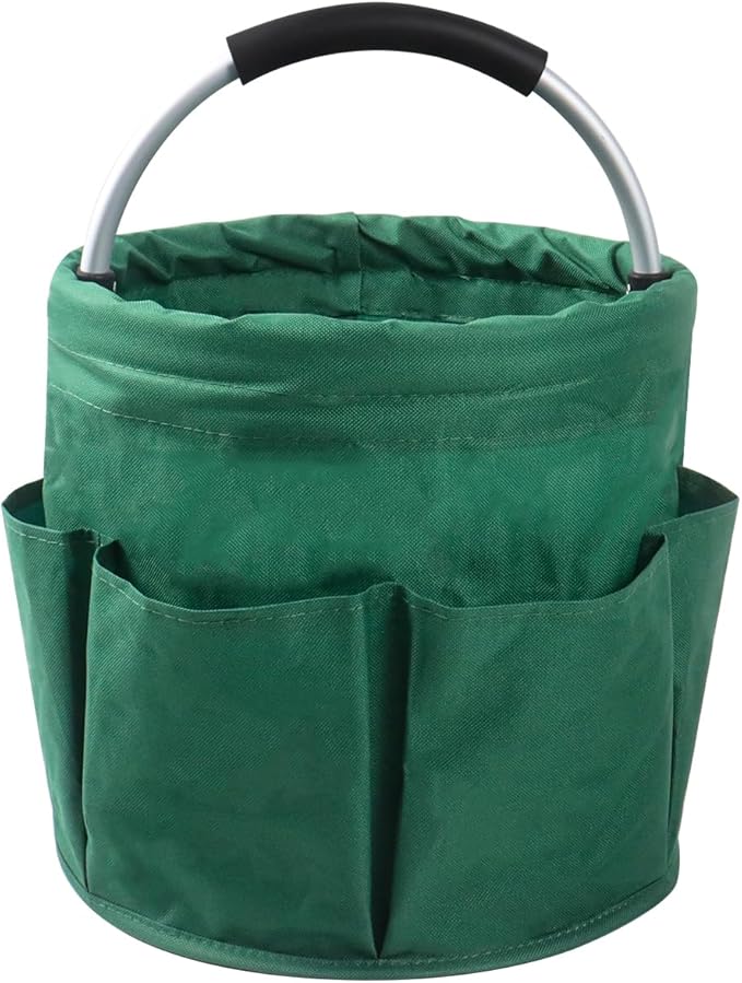 Klmnop Garden Tool Bag, Foldable Gardening Bags for Tools, Garden Tool Organizer with 6 Pockets, Garden Tote Bag for Indoor and Outdoor Use(Green)