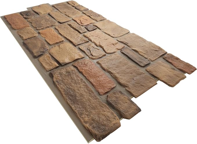 EverStone Cobblestone Faux Stone Panel, Rustic Roast Color