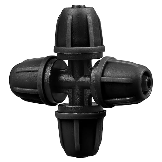 Upgraded 1/4" Drip Irrigation Cross Fittingsï¼24 Pieces Leak Free Lock Barbed 4 Way Tee Connectors for 1/4 Inch Irrigation Tubing Quick Connect Parts for Garden Landscape System