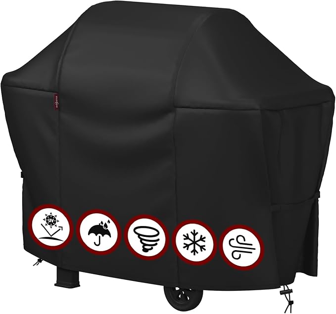 SHINESTAR 58 Inch Grill Cover for Weber Genesis II 300 Series & Genesis 300 Series, Heavy Duty Oxford Fabric BBQ Cover Waterproof UV Protection, Windproof with Magic Tape & Drawstring Bottom