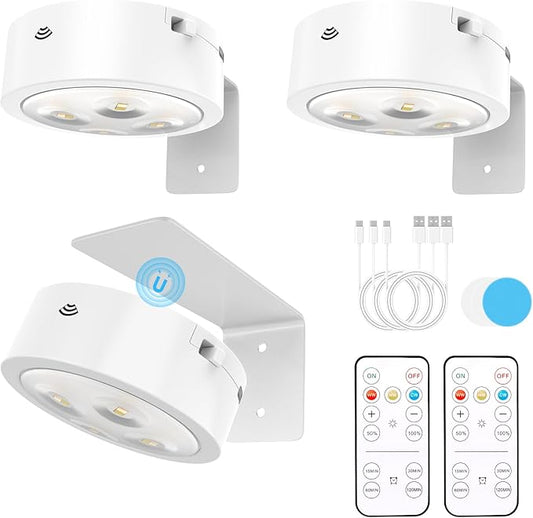 3 Pack Picture Lights for Wall, Rechargeable Battery Operated wall lights