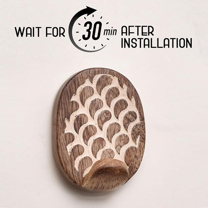 IndianShelf 6 Lb- 24 Pieces Decorative Wood Adhesive Wall Hooks–Boho Peel and
