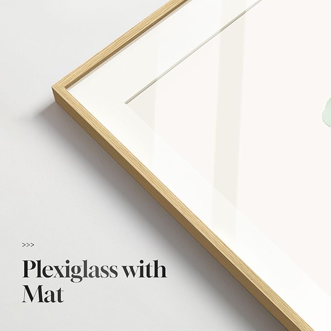 Framed Minimalist Sage Green Botanical Wall Art