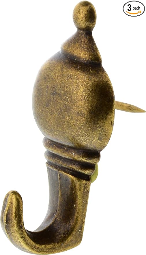 The Hillman Group 122212 Antique Push Pin Hanger Brass Plated