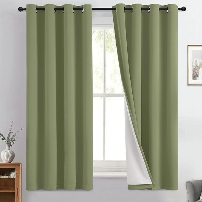 Yakamok 100% Blackout Curtain Panels 63 inches Cold and Light Blocking Drapes